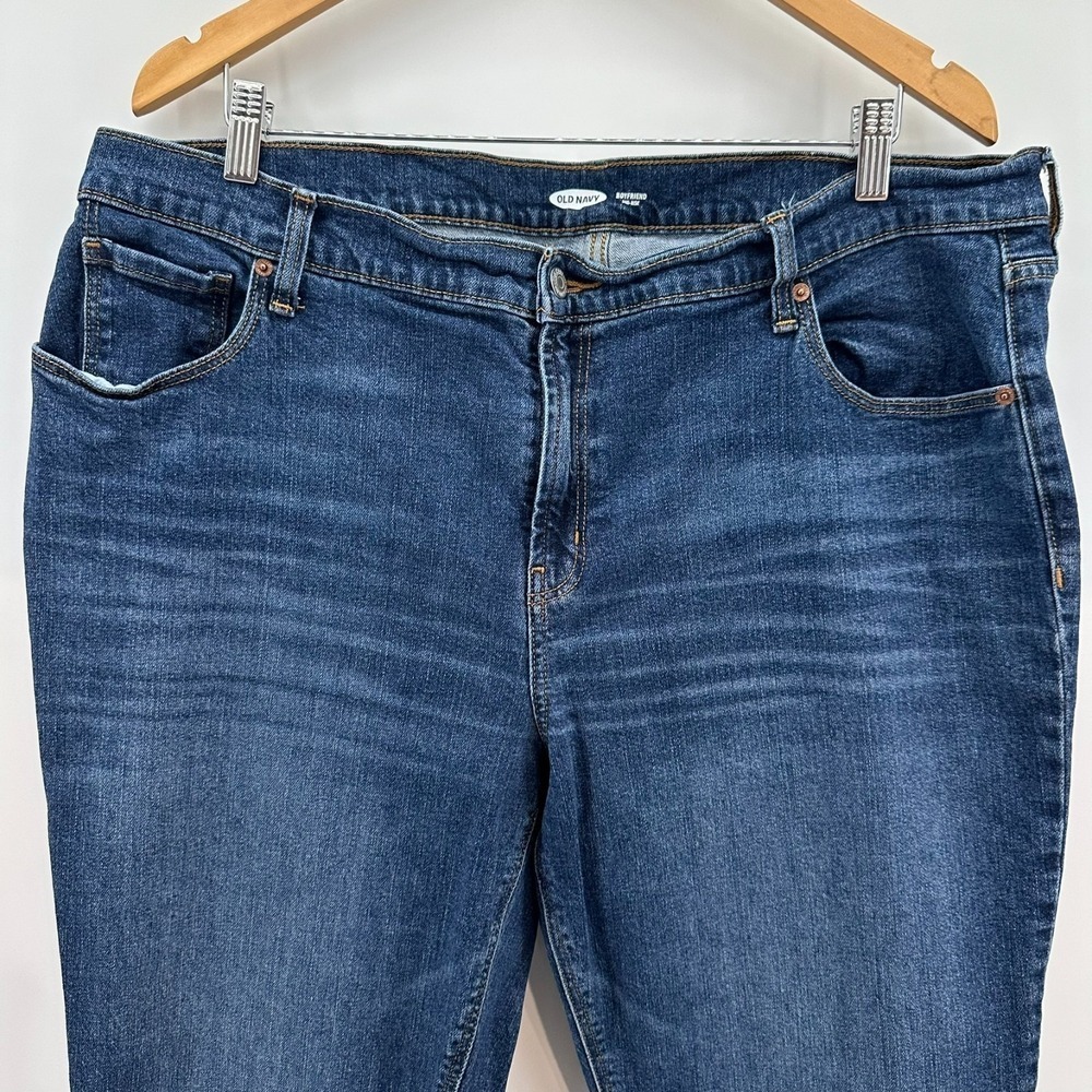 Old Navy Jeans Womens 18‎ Blue Denim Boyfriend Mid-Rise Frayed Hem 5-Pockets